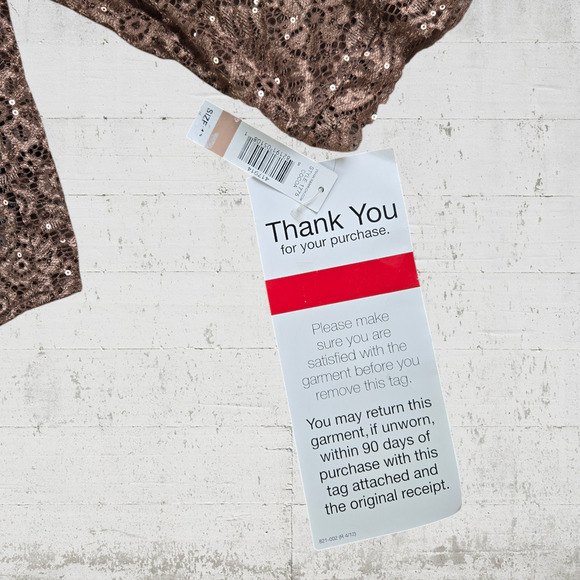 90s Vintage Bronze Midi Dress Brown Sequin Floral Lace Column Midi Dress Size 12 - Picture 13 of 16